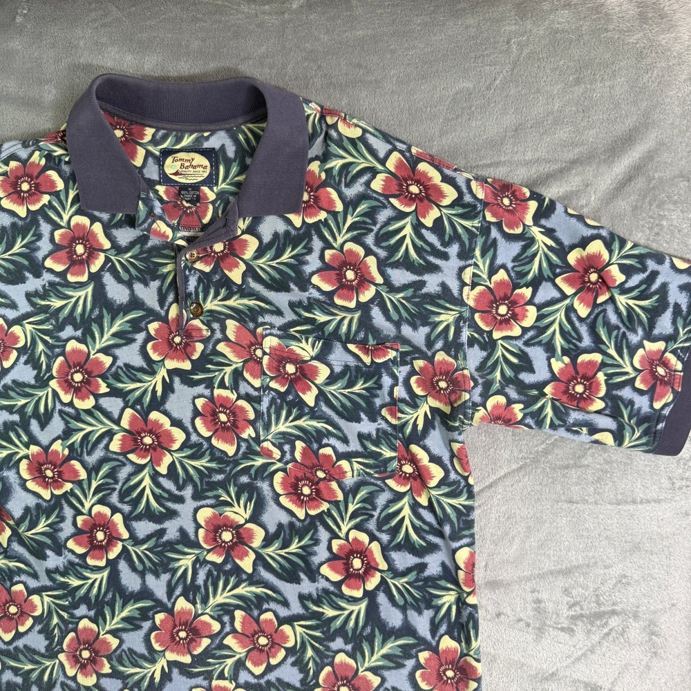 Tommy Bahama Floral Polo in Navy, Red, Yellow